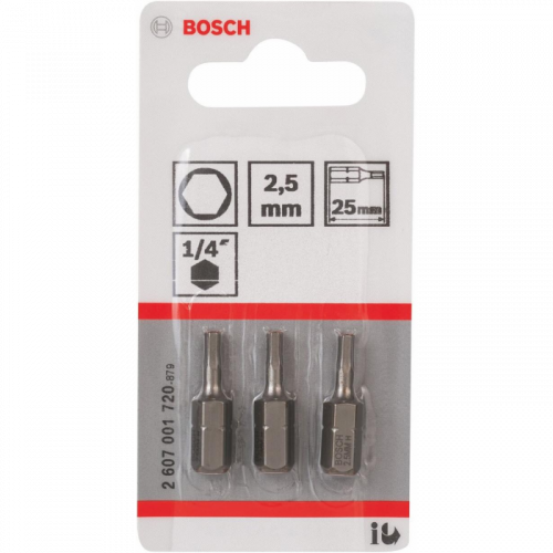 Біта Bosch Extra-Hart HEX (2.5x25 мм, 3 шт.) (2607001720)