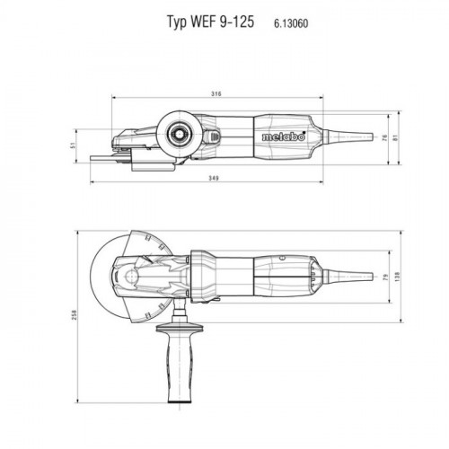 Болгарка з плоским редуктором Metabo WEF 9-125 Quick (0.91 кВт, 125 мм) (613060000)