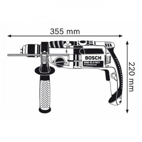 Дриль ударний Bosch 1300Вт GSB 21-2 RCT (1.3 кВт, 43/20.5 Н*м) (060119C700)