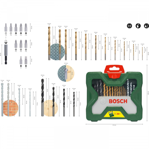 Набір біт і свердел Bosch X-Line Titanium (30 шт.) (2607019324)