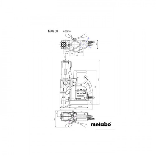 Дриль на магнітній стійці Metabo MAG 50 (1.2 кВт, 450 об/хв) (600636500)