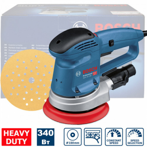 Ексцентрикова шліфмашина Bosch GEX 34-150 (0.34 кВт, 150 мм) (0601372800)