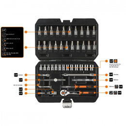 Набір змінних головок NEO Tools (1/4, 46 шт.) (10-004)