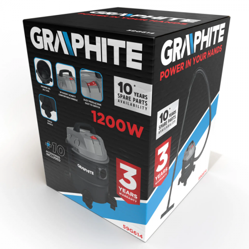 Порохотяг GRAPHITE (1.2 кВт, 20 л) (59G614)