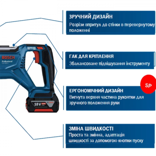 Акумуляторна шабельна пила Bosch GSA 18 V-LI C Professional (18 В, без АКБ,2900 ход/хв) (06016C0020)