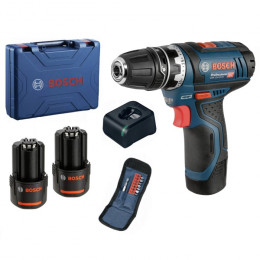 Шуруповерт акумуляторний + набір біт Bosch Professional GSR 12V-15 (12 В, 2х2 А*год, 30 Н*м) (060186810G)