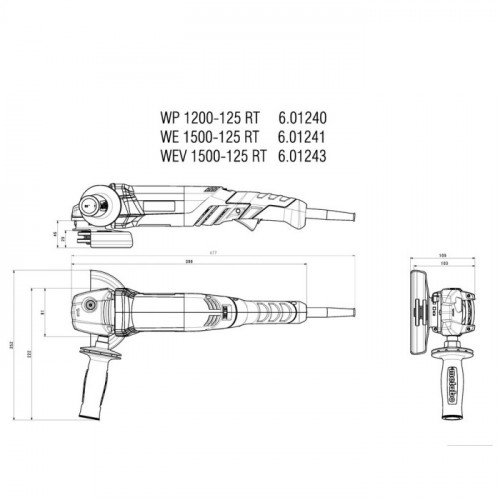 Кутошліфувальна машина Metabo WEV 1500-125 RT (1.5 кВт, 125 мм) (601243000)