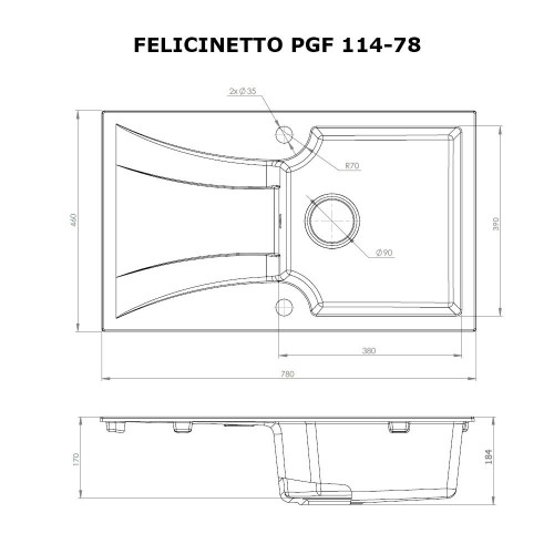 Мийка кухонна гранітна Perfelli FELICINETTO PGF 114-78 LIGHT BEIGE