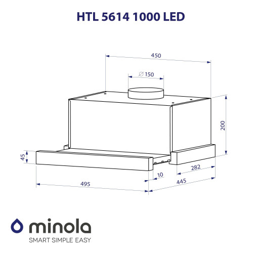 Витяжка телескопічна Minola HTL 5614 WH 1000 LED