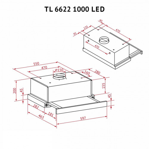 Витяжка телескопічна Perfelli TL 6622 Full BL 1000 LED