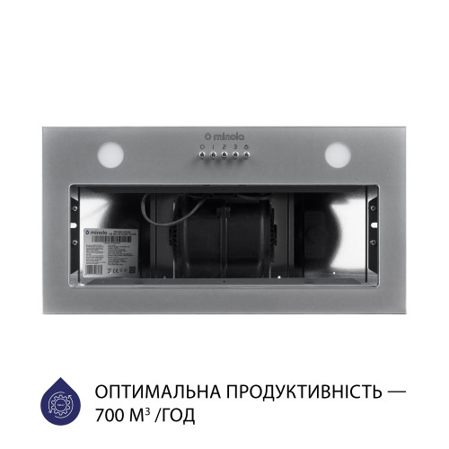 Витяжка повновбудована Minola HBI 5262 GR GLASS 700 LED