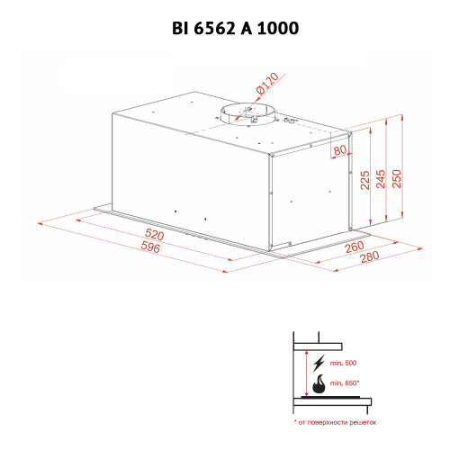 Витяжка повновбудована Perfelli BI 6562 A 1000 BL LED GLASS