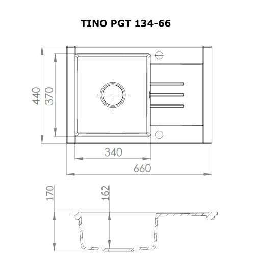 Мийка кухонна гранітна Perfelli TINO PGT 134-66 LIGHT BEIGE