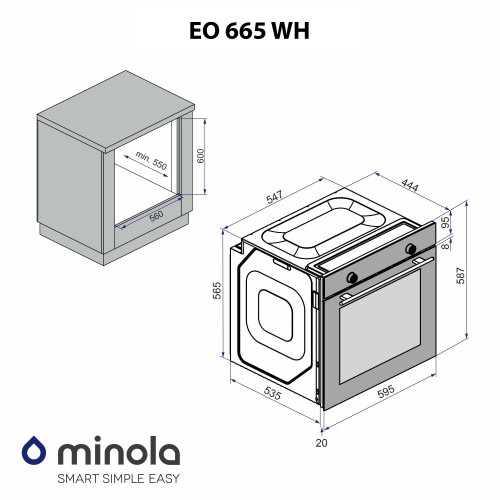 Духова шафа електрична Minola EO 665 WH