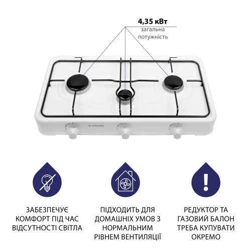 Настільна газова плита Minola TGH 300 WH