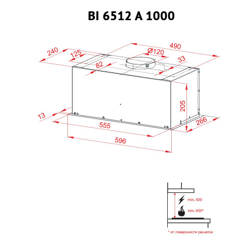 Витяжка повновбудована Perfelli BI 6512 A 1000 I LED