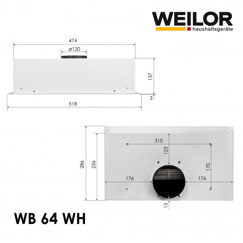 Витяжка повновбудована Weilor WB 64 WH