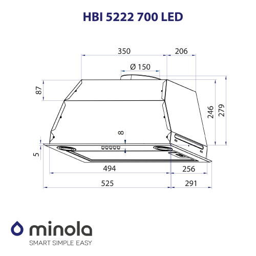 Витяжка повновбудована Minola HBI 5222 BLF 700 LED