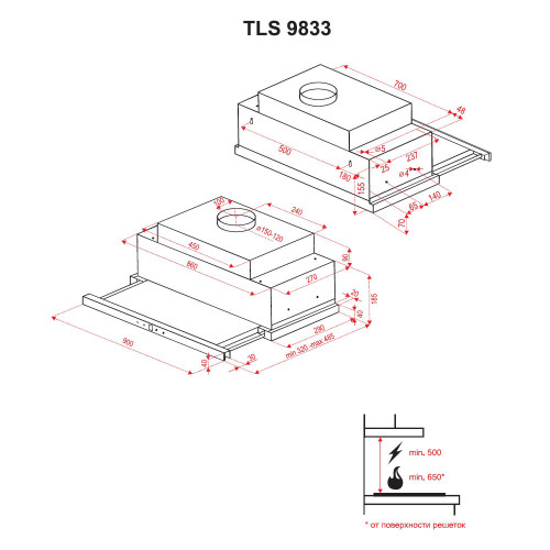 Витяжка телескопічна Perfelli TLS 9833 W LED Strip