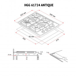 Поверхня газова на склі Perfelli HGG 61724 BL ANTIQUE