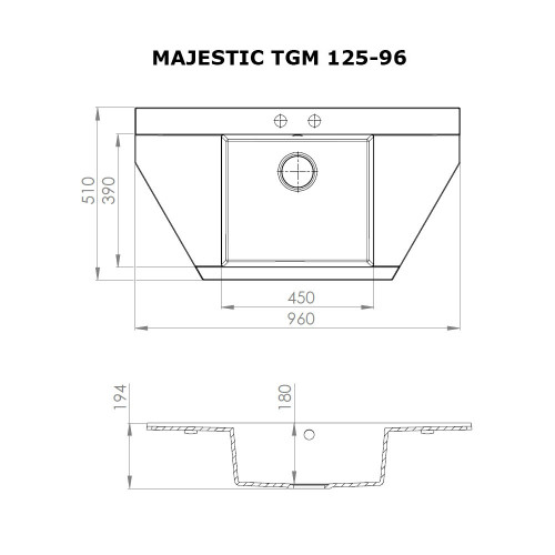 Мийка кухонна гранітна Perfelli MAJESTIC TGM 125-96 WHITE