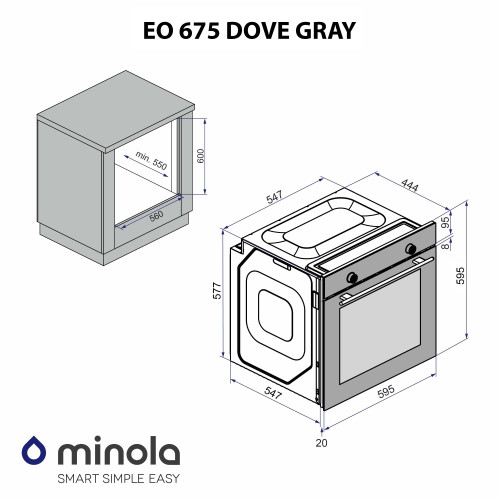 Духова шафа електрична Minola EO 675 Dove Gray