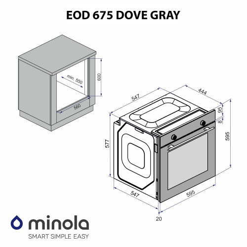 Духова шафа електрична Minola EOD 675 Dove Gray