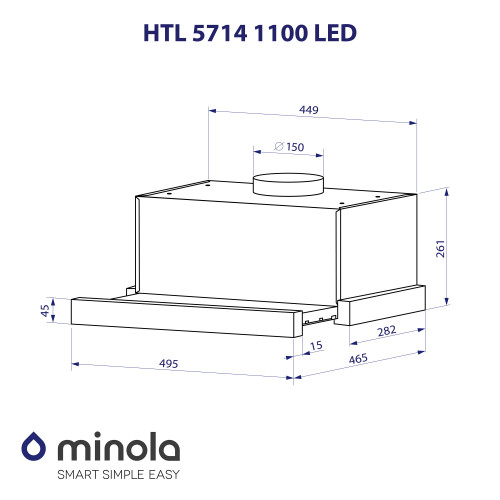 Витяжка телескопічна Minola HTL 5714 I 1100 LED